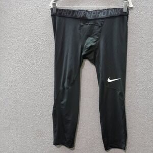 Nike Boys Activewear Pants XL Black Dri Fit Pro Capri 21" Inseam Logo Swoosh‎